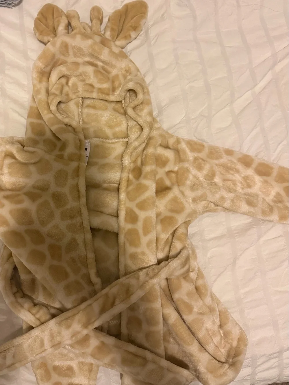 Baby Plush Giraffe Hooded One-Piece Robe - Beige